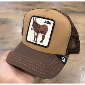 NWT Goorin Bros The Farm Ass Trucker Hat Donkey Snapback Animal Cap Brown
